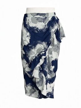 3.1 PHILLIP LIM 100% silk blue and gray ruffle skirt 2 rare vintage Y2K